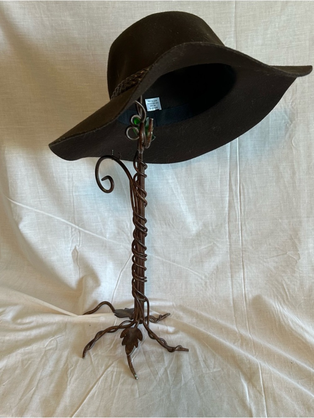 Unisex Fedora Wide Brimmed 100% Wool Hat Brown Faux Leather Band One Size - Picture 6 of 6
